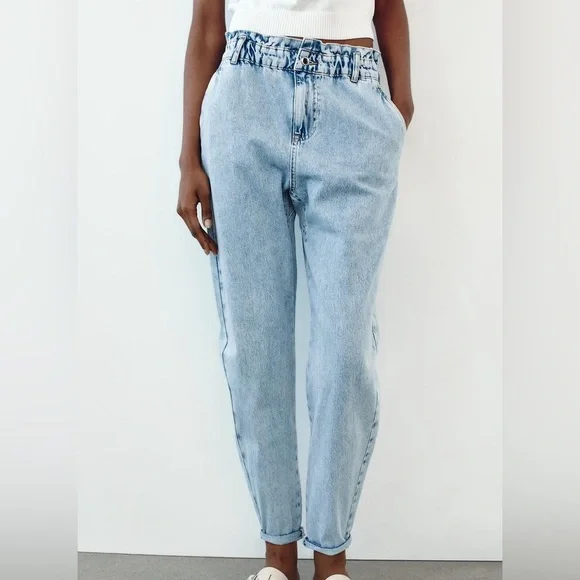 ZARA HIGH-WAISTED PAPERBAG BAGGY JEANS - Picture 8 of 8